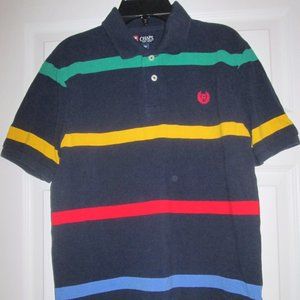 Chaps Boys Navy Blue Striped S/S Polo Top L 14/16
